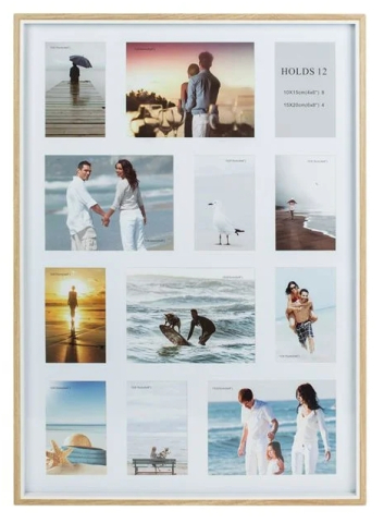 Rame Foto - Rama Foto Decorativa din Lemn de Stejar de Culoare Naturala (12 poze) 52.5x2.5x72.5cm