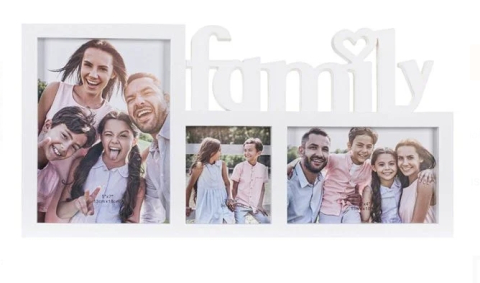 Rame Foto - Rama Foto Decorativa Alba ”Family” pentru 3 Poze 40x20cm
