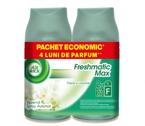 Produse Curatenie - Rezerva odorizant camera Air Wick Freshmatic Frezie si Iasomie Duo Pack, 2x250 ml