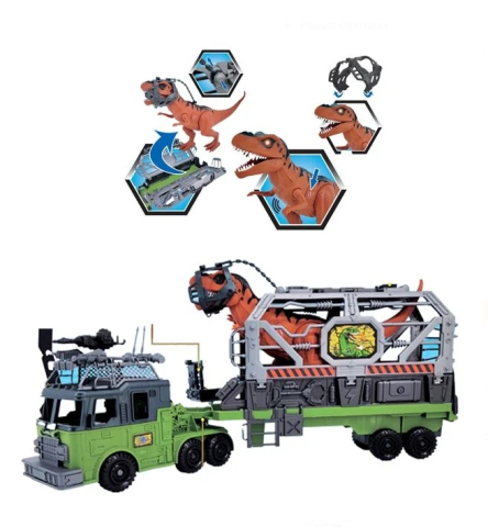 Jucarii baieti - Set Camion Salvare Dinozaur cu Figurine & Efecte Sonore