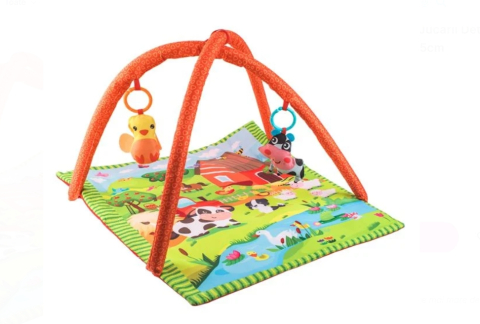 Jucarii Bebelusi si Prescolari - Saltea cu Activitati & 2 Jucarii Detasabile Model Ferma pentru Bebelusi 60x76,5cm