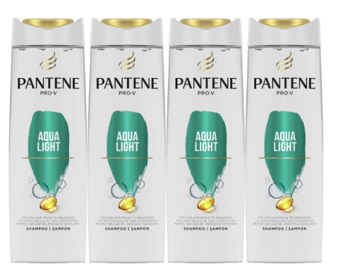 Sampon si balsam par - Set 4 x Pantene Sampon 400ml Aqua Light, testat dermatologic, prospetime de lunga durata, delicat pentru scalp, non-toxi