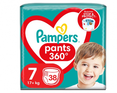 Scutece si servetele umede copii - Scutece-chilotel Pampers Pants Jumbo Pack Marimea 7, 17+ kg, 38 buc