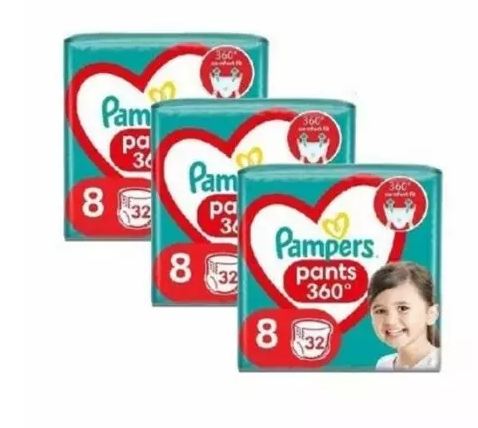 Scutece si servetele umede copii - Scutece PAMPERS Pants Nr. 8 19+ kg, 3 pachete x 32 de bucati