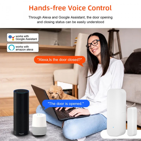 Senzor Inteligent Pentru Usa, Fereastra, Wireless, Compatibil cu Tuya/Smart Life, Control la Distanta, Voice Control, Notificari prin Aplicatie, Alb [3]