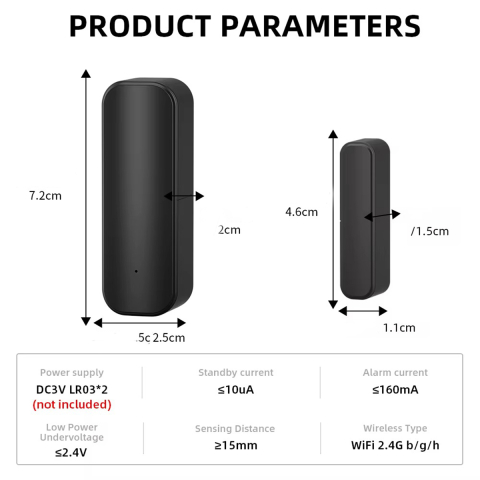 Senzor Inteligent Pentru Usa, Fereastra, Wireless, Compatibil cu Tuya/Smart Life, Control la Distanta, Voice Control, Notificari prin Aplicatie, Negru [5]