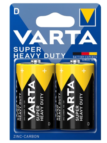 Baterii - Set 2 baterii, Varta, Superlife R20, Zinc-carbon, 1.5V, Negru/Galben