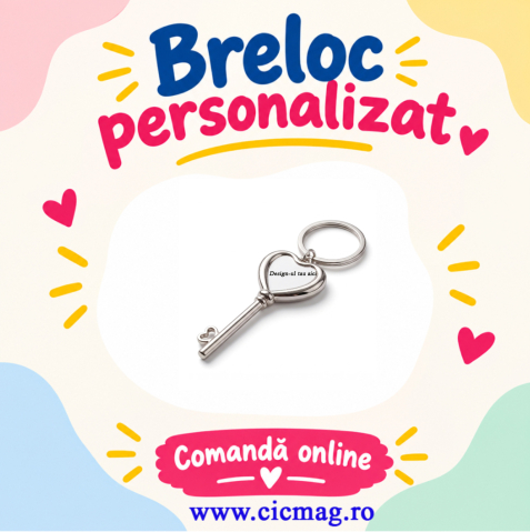 Brelocuri personalizate - Breloc metalic personalizat Cheita Inima