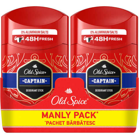 Deodorante si antiperspirante - Set 2 x Deodorant stick Old Spice Captain, 2 x 50 ml
