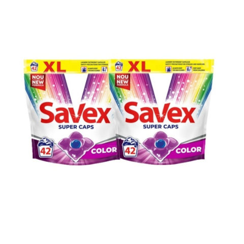 Detergent rufe - Set 2 x Detergent rufe automat Savex Super Caps Color, 42 capsule, 84 spalari