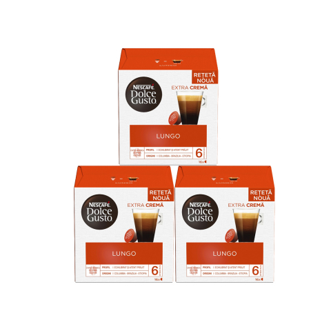 Bacanie - Set 3 x Capsule Nescafé Dolce Gusto Lungo, 48 capsule, 312g
