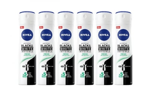 Deodorante si antiperspirante - Set 6 X Nivea Antiperspirant Woman Deo 150ml Black & White Invisible Fresh, 0% Alcohol, Non-Irritating, 48h Protection