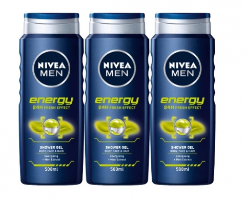 Gel de dus - Set 3 x Nivea gel dus 500ml energy men, curatare eficienta, hidratare intensa