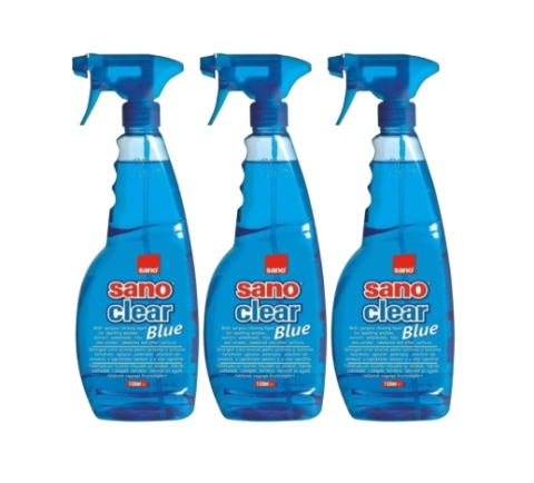 Produse Curatenie - Set 3 x Sano Solutie Geam 1L Blue, rapid si eficient, usor de aplicat, testat dermatologic