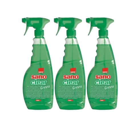 Produse Curatenie - Set 3 x Sano Solutie Geam 1L Green, rapid si eficient, usor de aplicat