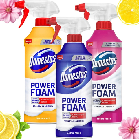 Solutie suprafete - Set 3 x solutie de Curatare Domestos Power Foam 435ml, Floral Fresh, Arctic Fresh, Citrus Blast
