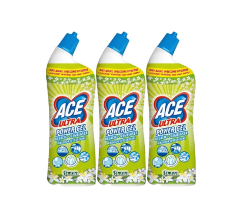 Produse Curatenie - Set 3x Ace Power Gel 750ml Lemon, fresh aroma, parfum floral, distruge calcarul
