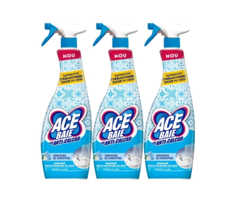 Solutie suprafete - Set 3x Ace Solutie Spray Baie Fara Clor 650ml Orhidee Si Iasomie, fresh aroma