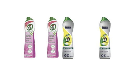 Solutie suprafete - Set 4 Cif Variety, 2 x Cream Solutie Universala 500ml Pink, 2 x Cream 750ml Solutie Universala Lemon