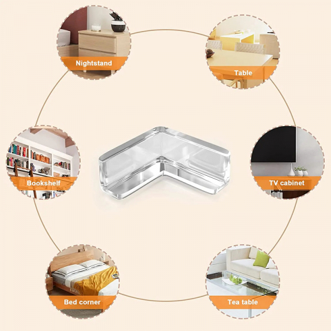 Set 4 Protectii Colturi, Silicon Transparent, Forma de L, 40x40x1.5 mm [3]
