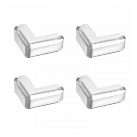 Smart Home - Set 4 Protectii Colturi, Silicon Transparent, Forma de L, 40x40x1.5 mm