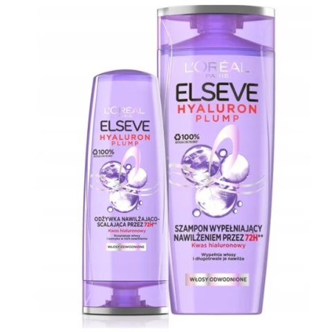 Sampon si balsam par - Set sampon si balsam L'Oreal Paris Hyaluron Plump, 400ml sampon, 200ml balsam, pentru par deshidratat