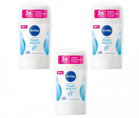 Deodorante si antiperspirante - Set 3 Antiperspirante Nivea Fresh Natural, efect 48h, fara alcool, 50mlx3