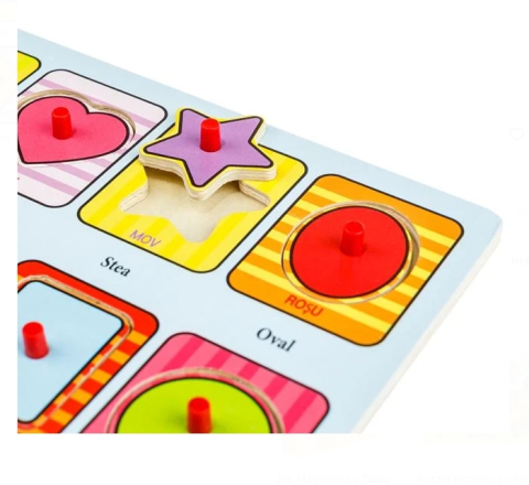 Puzzle Incastru din Lemn Forme Color Cuvinte 8 piese - 22x18cm [2]