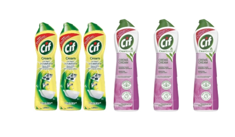 Solutie suprafete - Set Cif 6 x Variety, 3 x Cream Solutie Universala 500ml Lemon, 3 x Cream Solutie Universala 500ml Pink