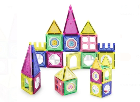 Jucarii si jocuri - Set Cuburi Magnetice Colorate - 34 de piese