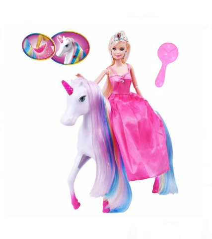 Jucarii fete - Papusa Printesa cu Rochie Roz Unicorn cu Lumina