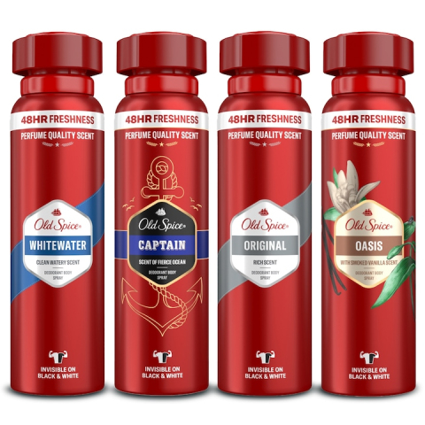 Deodorante si antiperspirante - Set deodorante spray Old Spice Mix pentru barbati 150ml x4, 48h prospetime, multicolor