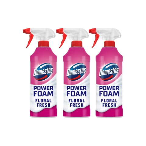 Solutie suprafete - Set Domestos Spray Spuma Floral pentru Baie, 3x435 ml
