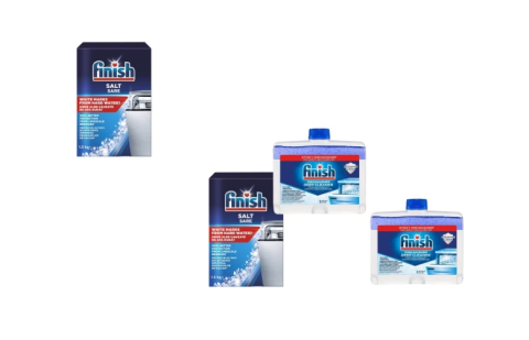 Produse Curatenie - Set Finish, 2 x Sare Masina Spalat Vase 1.5kg, 2 x Solutie Intretinere 250ml Regular Masina Spalat Vase