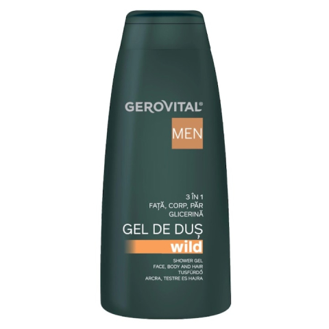 Gel de dus - Set Gel de Dus Gerovital Men Wild 3 in 1, pentru Barbati, 2 Bucati x 400 ml