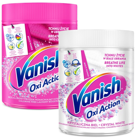 Detergent rufe - Set pudra eliminare pete pentru rufe albe/colorate, Vanish, Oxi Action, 2 x 470g