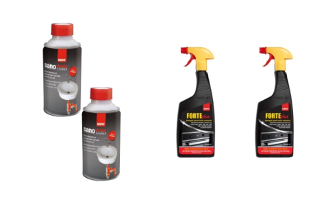 Solutie suprafete - Set Sano Variety 4 x Componente, 2 x Granule Desfundat Tevi 200G, 2 x Forte Detergent Spuma Aragaz 1L
