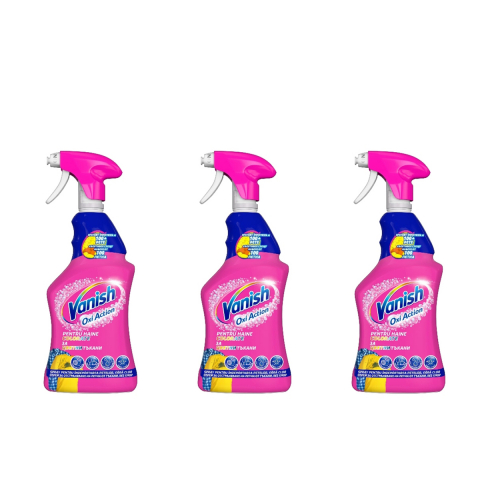 Detergent rufe - Pachet 3 x Solutie curatat pete Vanish Oxy Action Pink Spray 500 ml