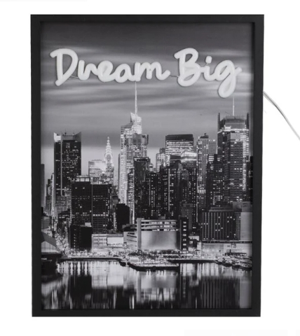 Lampi cu LED - Tablou cu Lumina Neon Model New York 30x40cm