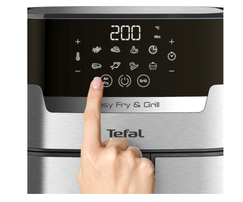 Friteuza cu aer cald Tefal Easy Fry&Grill 2in1 EY505D15, 1400W, 4.2L, temperatura ajustabila, 8 programe, functie grill cu gratar incorporat, tehnologie Extra Crisp, vas detasabil, argintiu & negru [13]