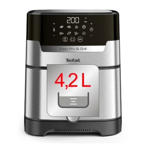 Friteuza cu aer cald Tefal Easy Fry&Grill 2in1 EY505D15, 1400W, 4.2L, temperatura ajustabila, 8 programe, functie grill cu gratar incorporat, tehnologie Extra Crisp, vas detasabil, argintiu & negru [9]