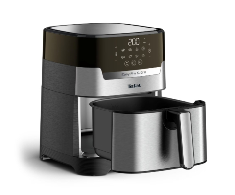 Friteuza cu aer cald Tefal Easy Fry&Grill 2in1 EY505D15, 1400W, 4.2L, temperatura ajustabila, 8 programe, functie grill cu gratar incorporat, tehnologie Extra Crisp, vas detasabil, argintiu & negru [3]