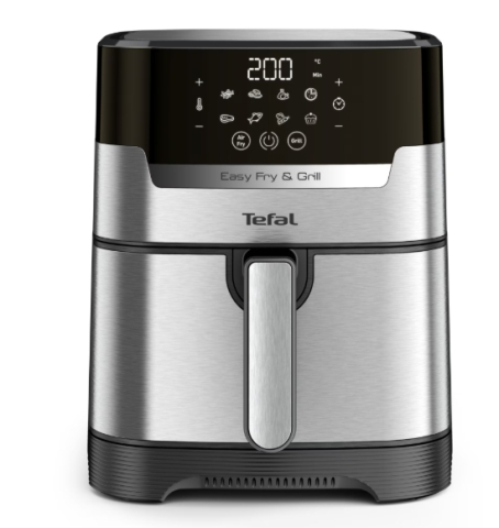 Casa, Gradina & Bricolaj - Friteuza cu aer cald Tefal Easy Fry&Grill 2in1 EY505D15, 1400W, 4.2L, temperatura ajustabila, 8 programe, functie grill cu gratar incorporat, tehnologie Extra Crisp, vas detasabil, argintiu & negru