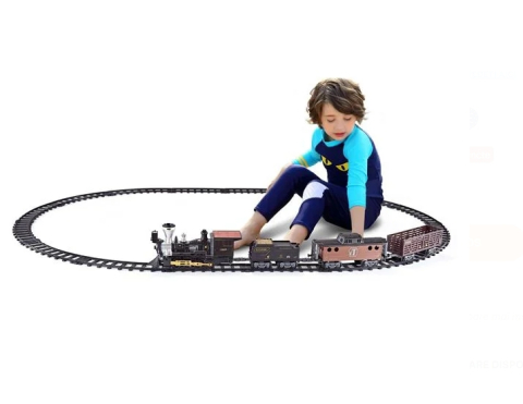 Jucarii baieti - Trenulet Electric Western cu 3 Vagoane Locomotiva Sunet & Lumini