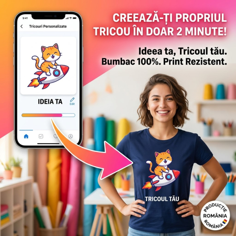 Cadouri pentru EA - Tricou din bumbac personalizat - Albastru inchis