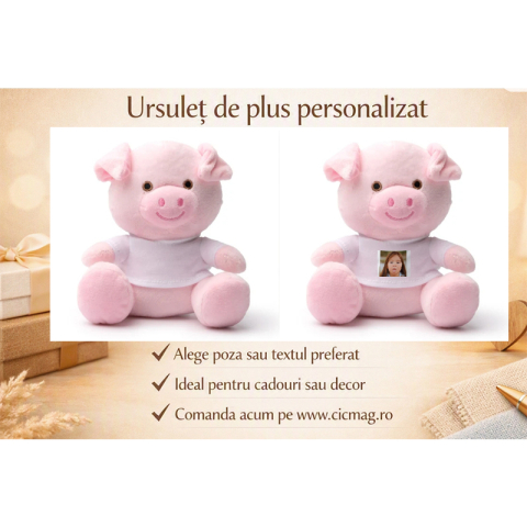 Cadouri pentru EA - Ursulet de plus Porcusor cu tricou personalizat