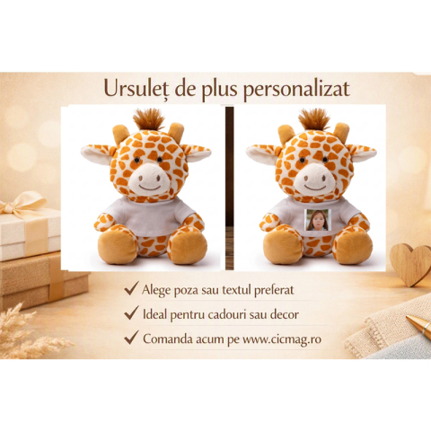 Cadouri Copii - Ursulet de plus Girafa cu tricou personalizat