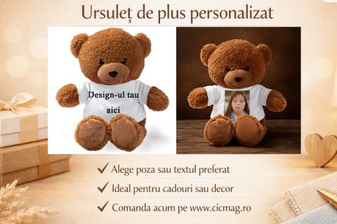 Cadouri pentru EA - Ursulet de plus maro cu tricou - Personalizat