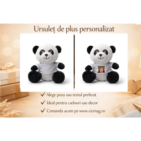 Cadouri Copii - Ursulet de plus Panda cu tricou personalizat