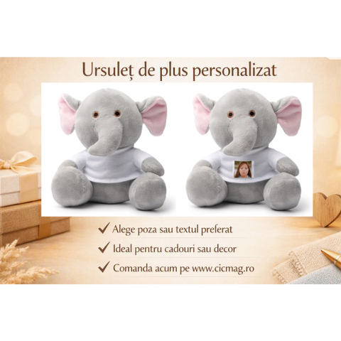Cadouri Copii - Ursulet de plus Elefant cu tricou personalizat